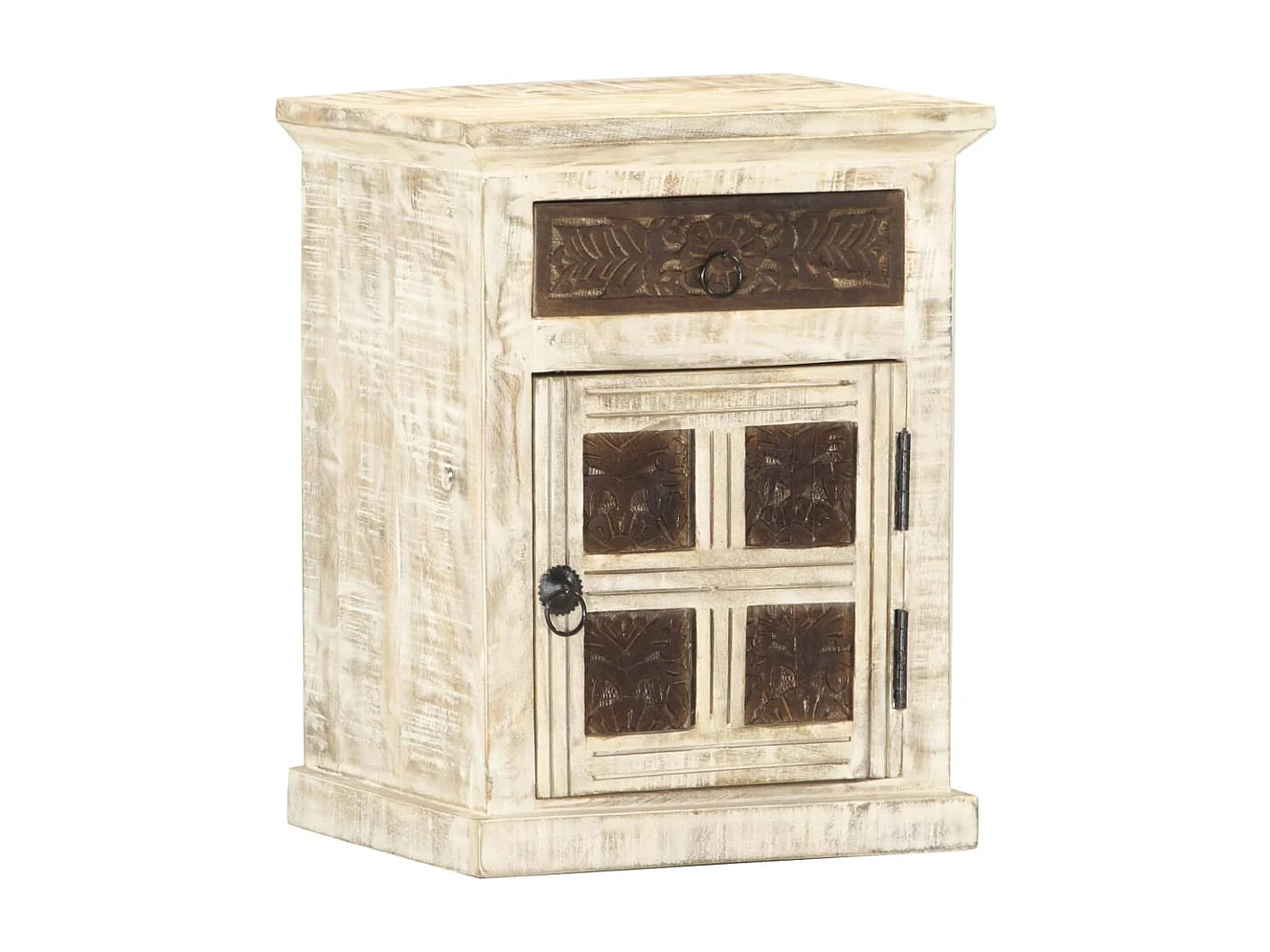 Garden Furniture -  Table de chevet Blanc 40 x 30 x 50 cm Bois de manguier massif