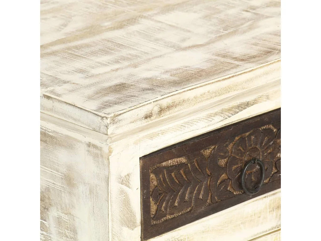 Garden Furniture -  Comodino Bianco 40x30x50 cm in Legno Massello di Mango