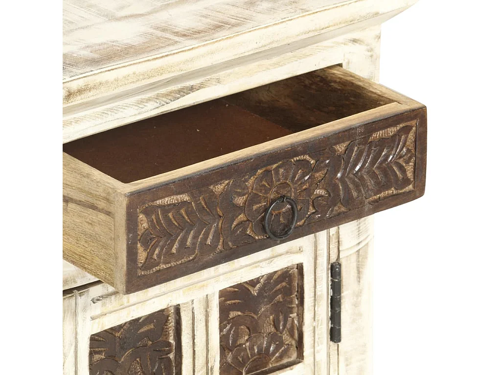 Garden Furniture -  Comodino Bianco 40x30x50 cm in Legno Massello di Mango