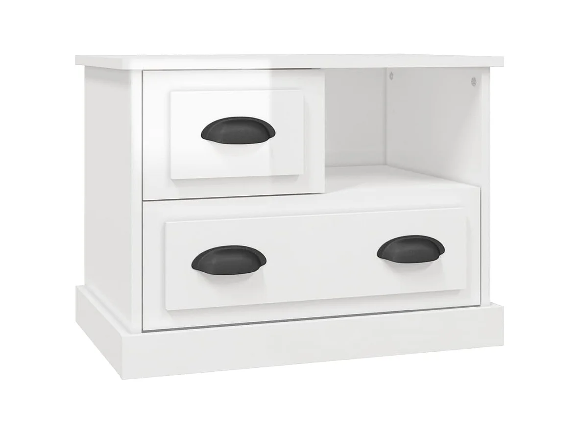 Telindra  Table de chevet blanc brillant 60x39x45 cm