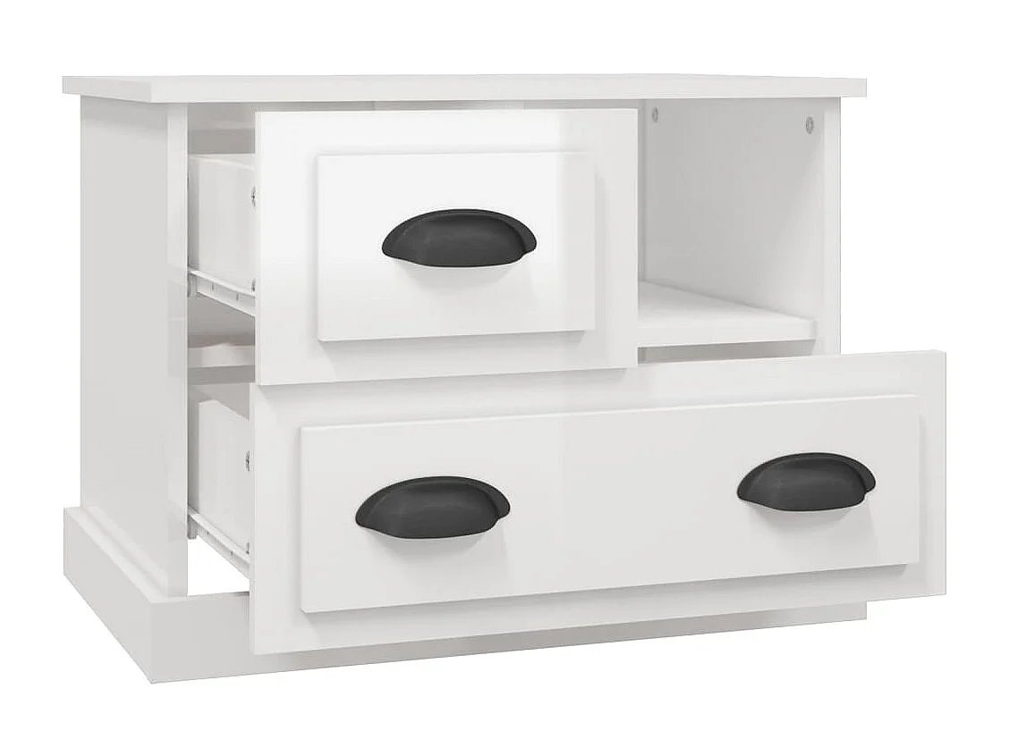 Telindra  Table de chevet blanc brillant 60x39x45 cm