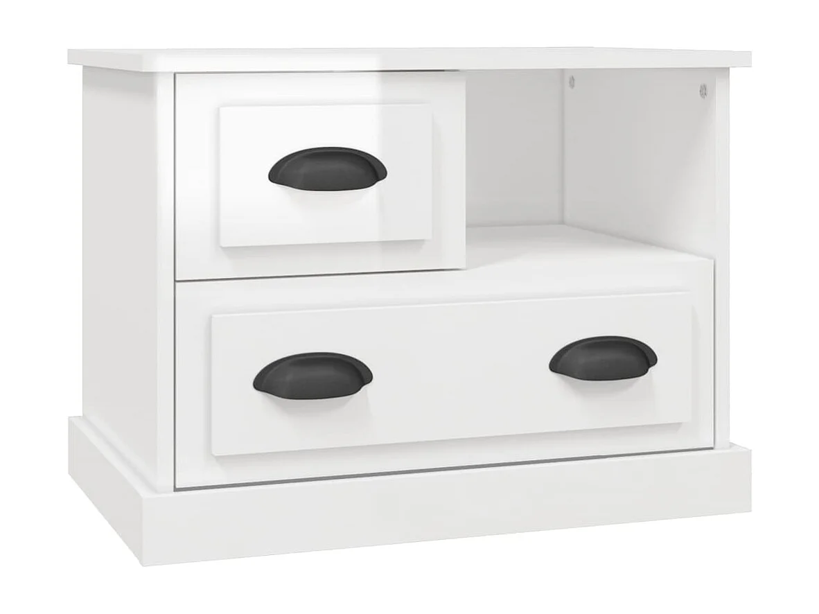 Telindra  Table de chevet blanc brillant 60x39x45 cm