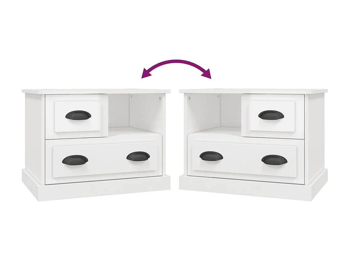 Telindra  Table de chevet blanc brillant 60x39x45 cm