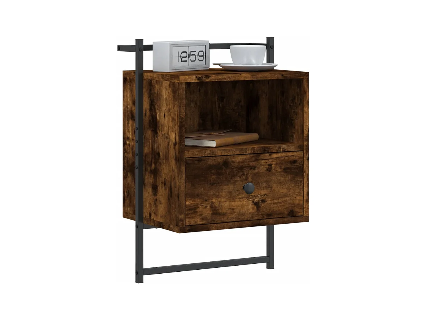 Gina Sofie  Table de chevet murale chêne fumé 40x30x61 cm bois d'ingénierie