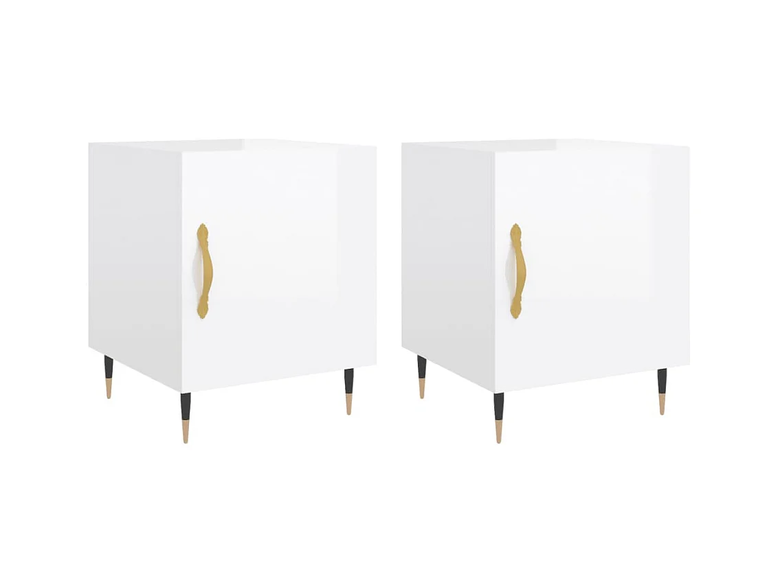 Hayke  Tables de chevet 2 pcs blanc brillant 40x40x50 cm