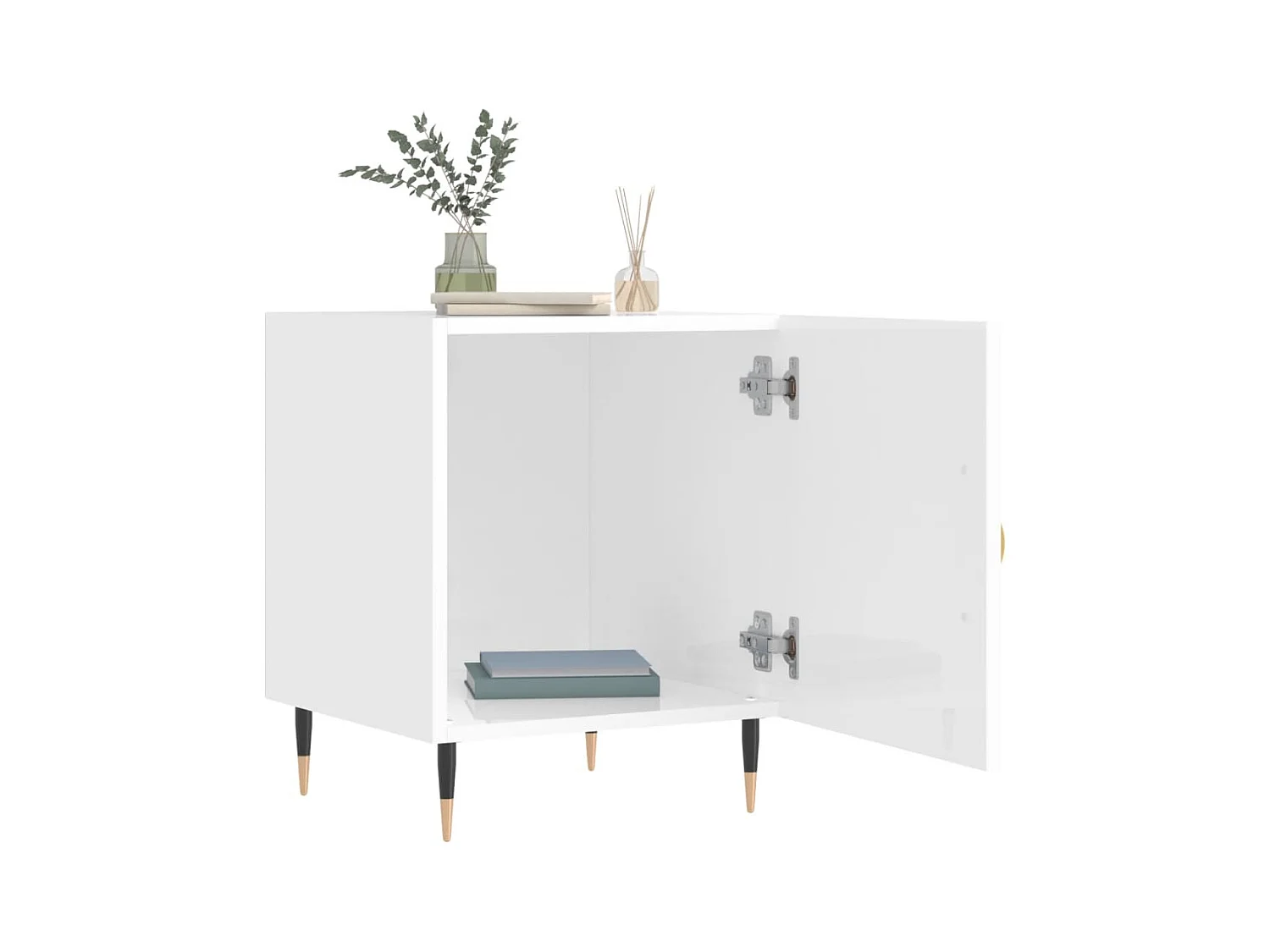 Hayke  Tables de chevet 2 pcs blanc brillant 40x40x50 cm