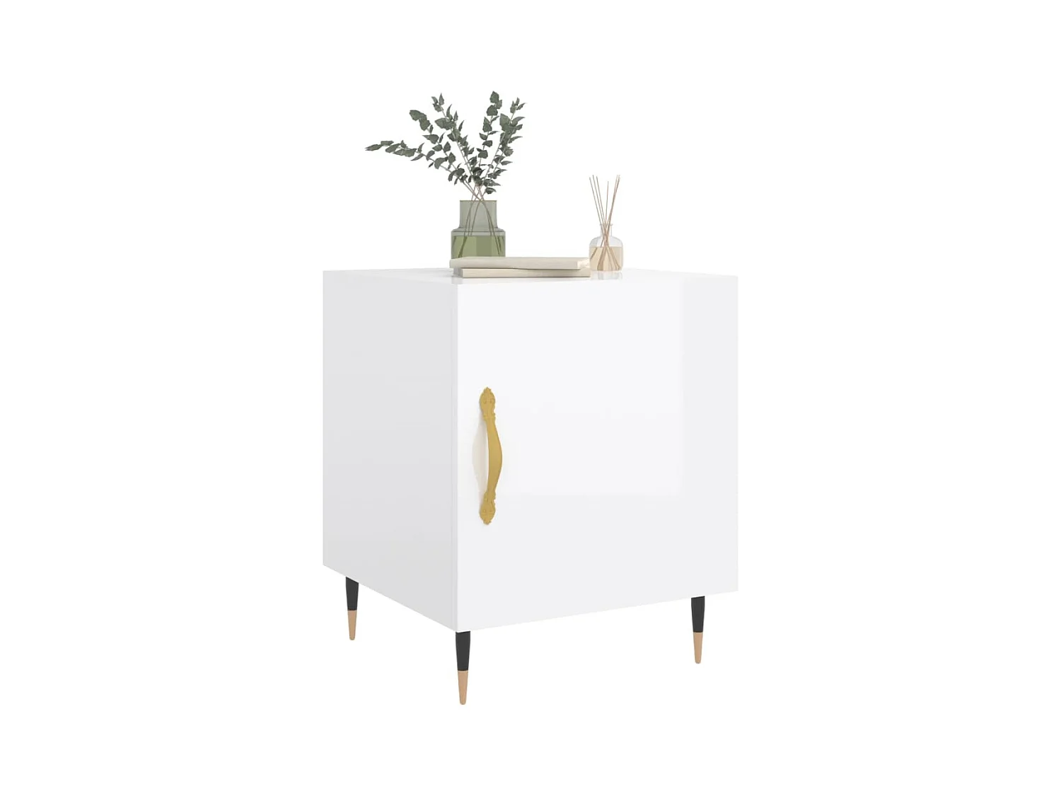 Hayke  Tables de chevet 2 pcs blanc brillant 40x40x50 cm