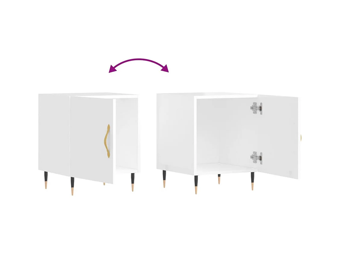 Hayke  Tables de chevet 2 pcs blanc brillant 40x40x50 cm