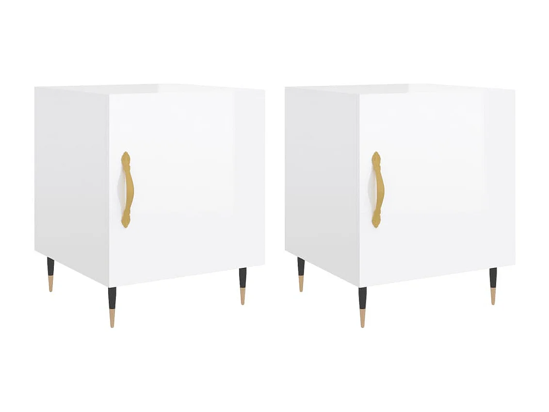 Hayke  Tables de chevet 2 pcs blanc brillant 40x40x50 cm
