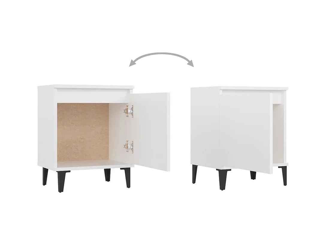 Council Bluffs  Tables de chevet avec pieds en métal blanc 40x30x50 cm