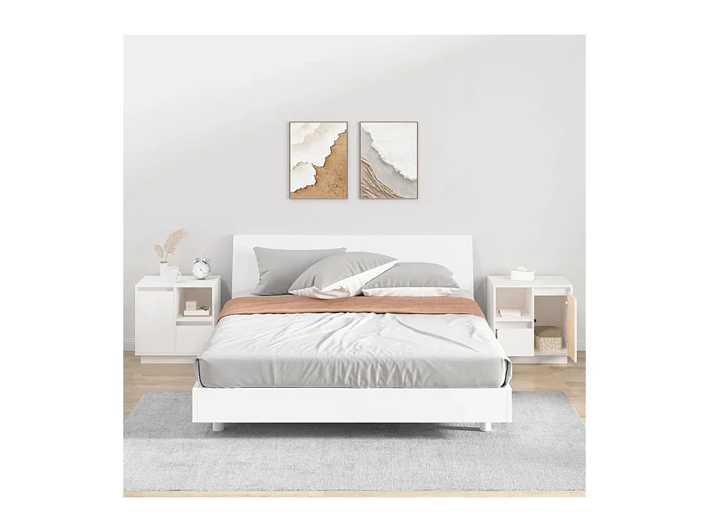 Hollidaysburg  Tables de chevet 2 pcs Blanc 50x34x50 cm Bois de pin massif