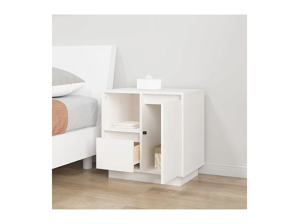 Hollidaysburg  Tables de chevet 2 pcs Blanc 50x34x50 cm Bois de pin massif