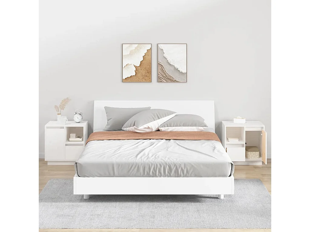 Hollidaysburg  Comodini 2 pz Bianco 50x34x50 cm in Legno Massello di Pino