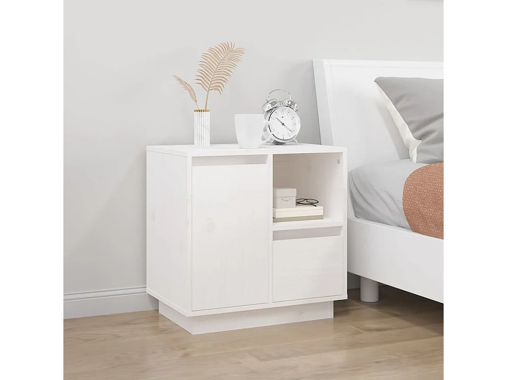 Hollidaysburg  Comodini 2 pz Bianco 50x34x50 cm in Legno Massello di Pino