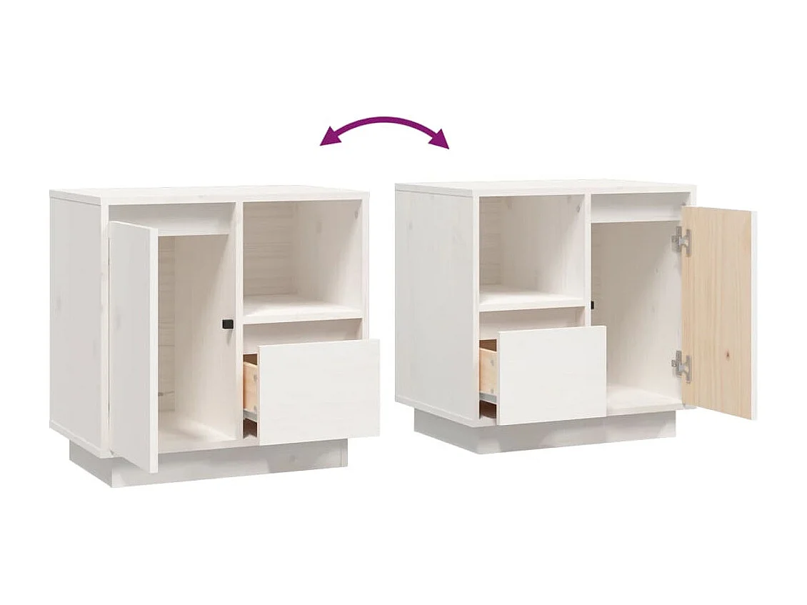 Hollidaysburg  Comodini 2 pz Bianco 50x34x50 cm in Legno Massello di Pino