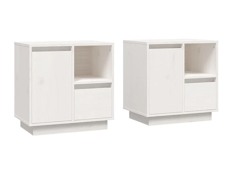Hollidaysburg  Comodini 2 pz Bianco 50x34x50 cm in Legno Massello di Pino