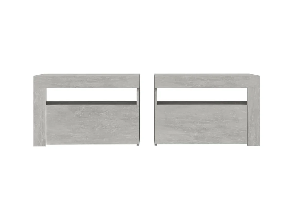 Julian  Tables de chevet 2 pcs avec LED Gris béton 60x35x40 cm