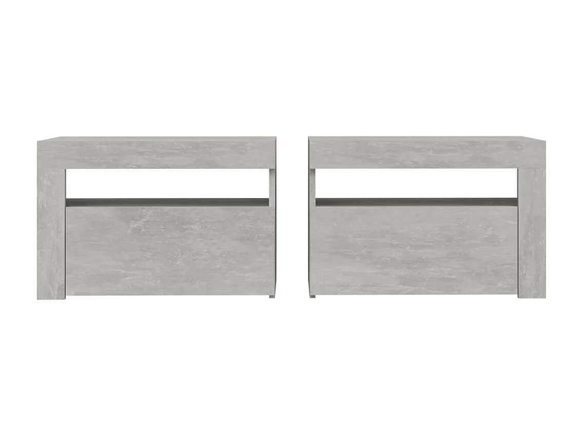 Julian  Comodini 2 pz con Luci a LED Grigio Cemento 60x35x40 cm