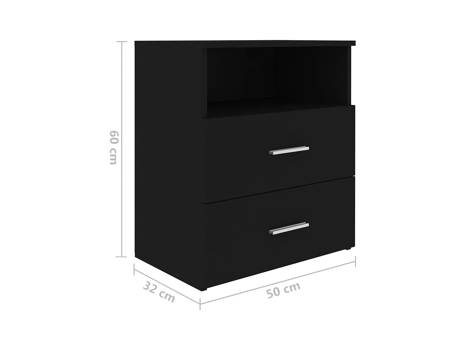 Oldenzaal  Tables de chevet 2 pcs Noir 50x32x60 cm