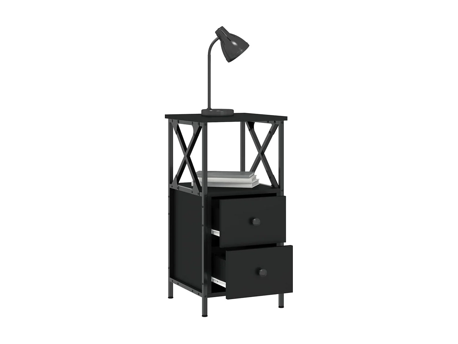 Quinn Hope  Table de chevet noir 34x35,5x70 cm bois d’ingénierie