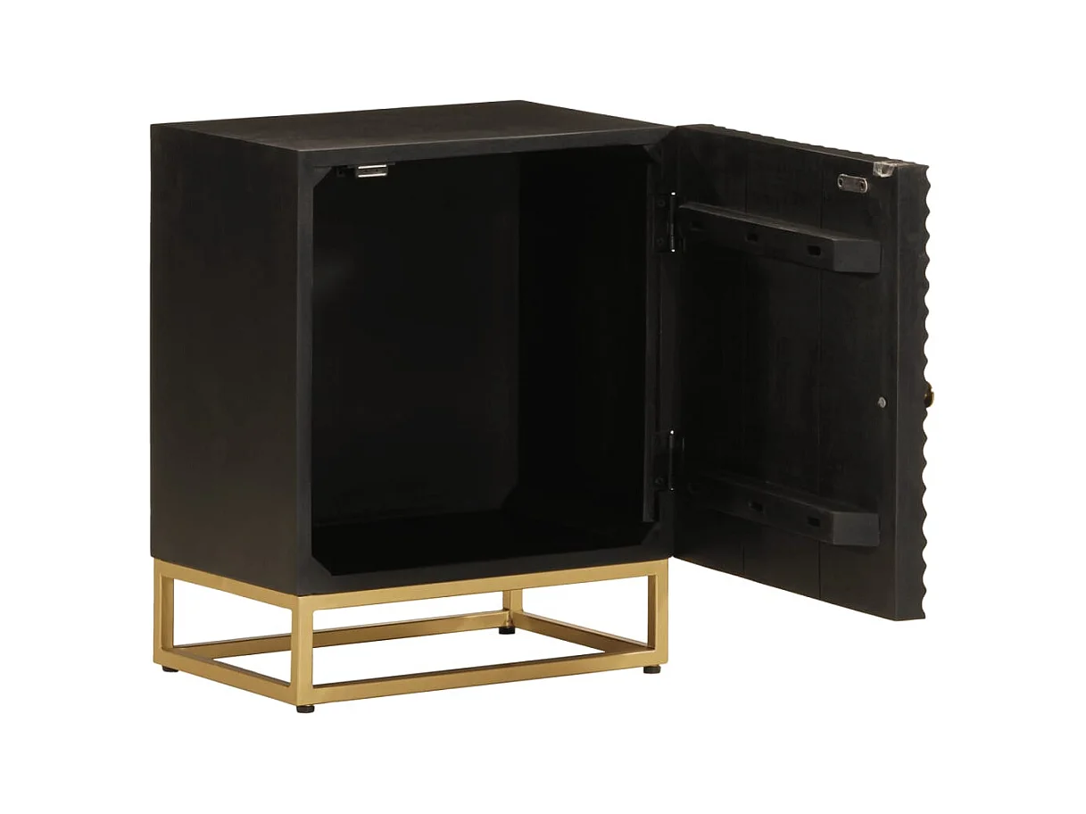 Garden Furniture -  Table de chevet noir 40x30x50 cm bois massif manguier et fer