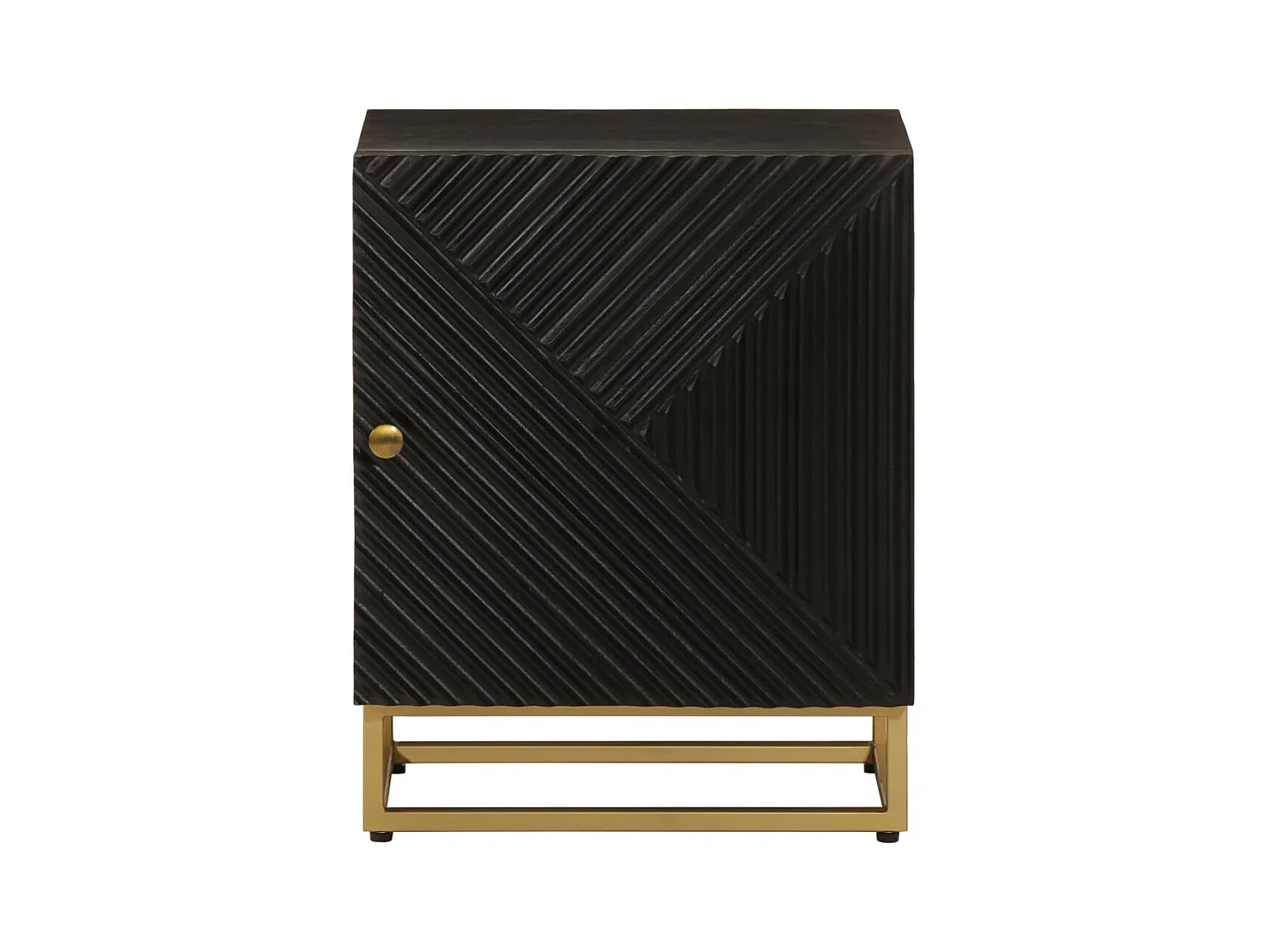 Garden Furniture -  Table de chevet noir 40x30x50 cm bois massif manguier et fer