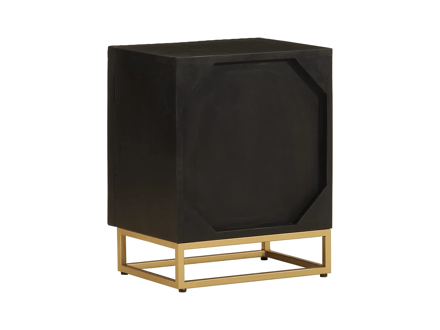 Garden Furniture -  Table de chevet noir 40x30x50 cm bois massif manguier et fer