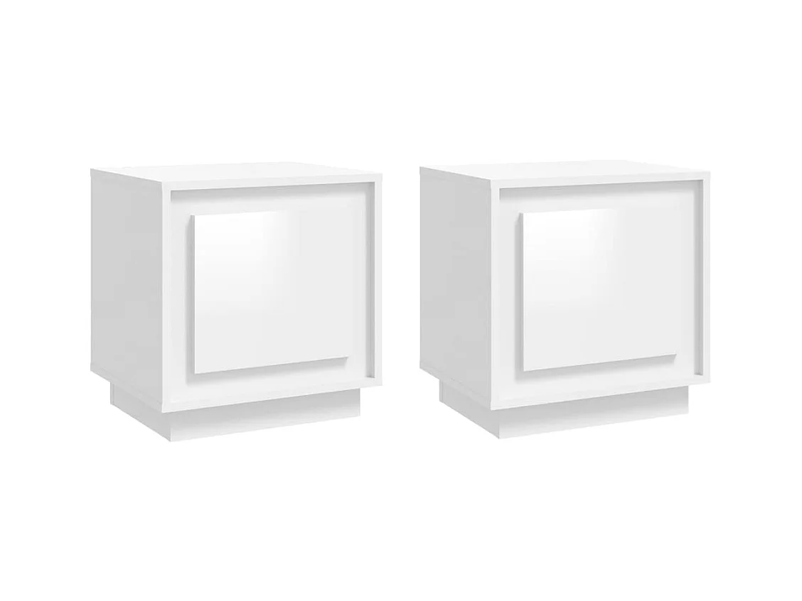 Jordy  Tables de chevet 2pcs blanc brillant 44x35x45cm bois ingénierie