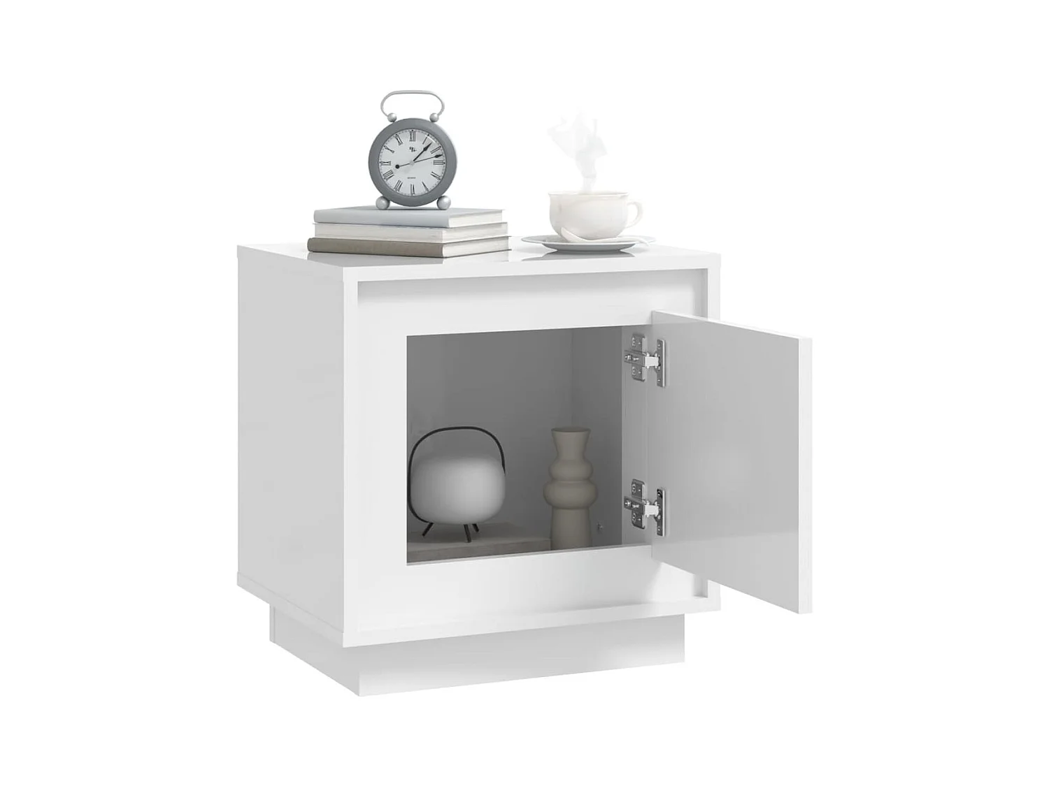 Jordy  Tables de chevet 2pcs blanc brillant 44x35x45cm bois ingénierie