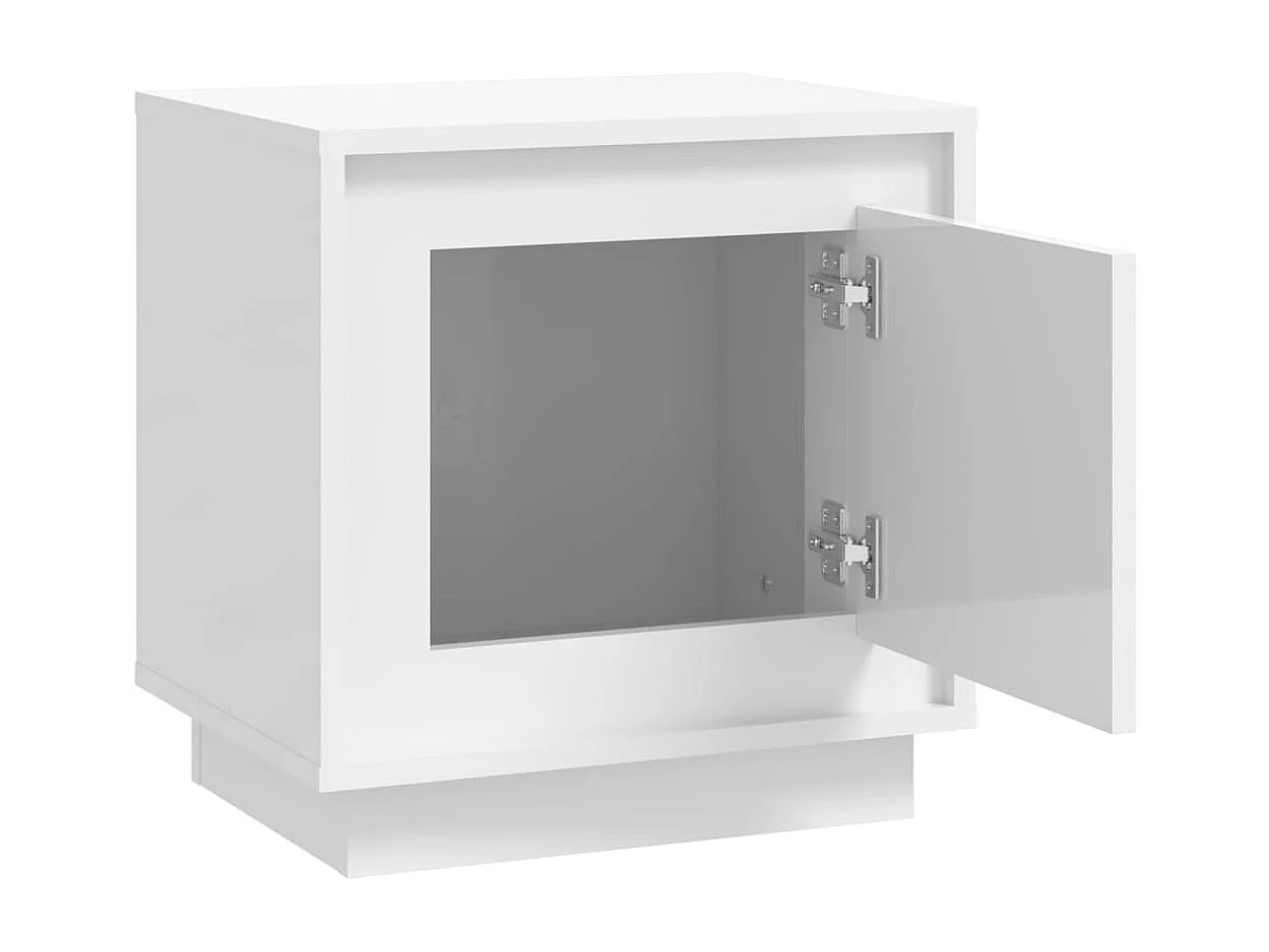 Jordy  Tables de chevet 2pcs blanc brillant 44x35x45cm bois ingénierie