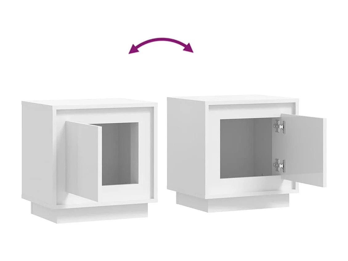 Jordy  Tables de chevet 2pcs blanc brillant 44x35x45cm bois ingénierie