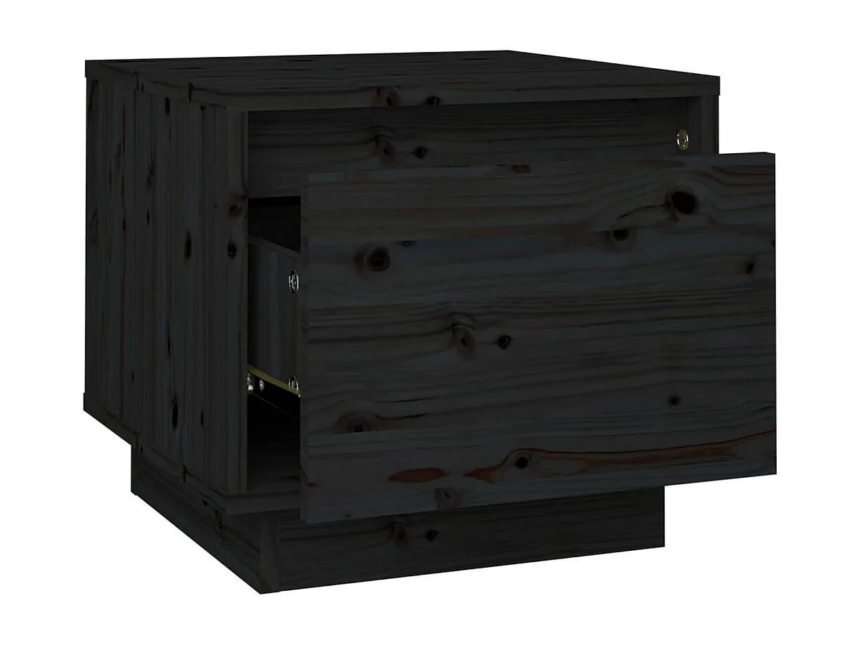 Vidgar  Table de chevet Noir 35x34x32 cm Bois de pin solide