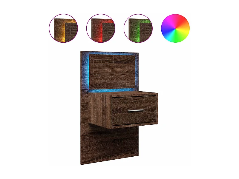 El Campo  Comodino a Parete con luci LED Rovere Marrone