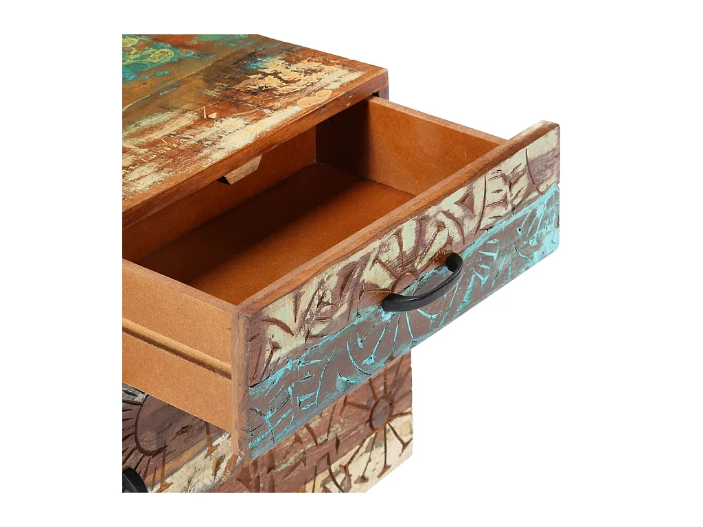 Garden Furniture -  Table de chevet sculptée à la main 40x30x50cm Bois récupération