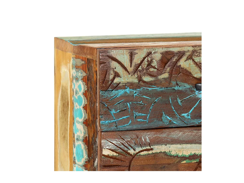 Garden Furniture -  Table de chevet sculptée à la main 40x30x50cm Bois récupération