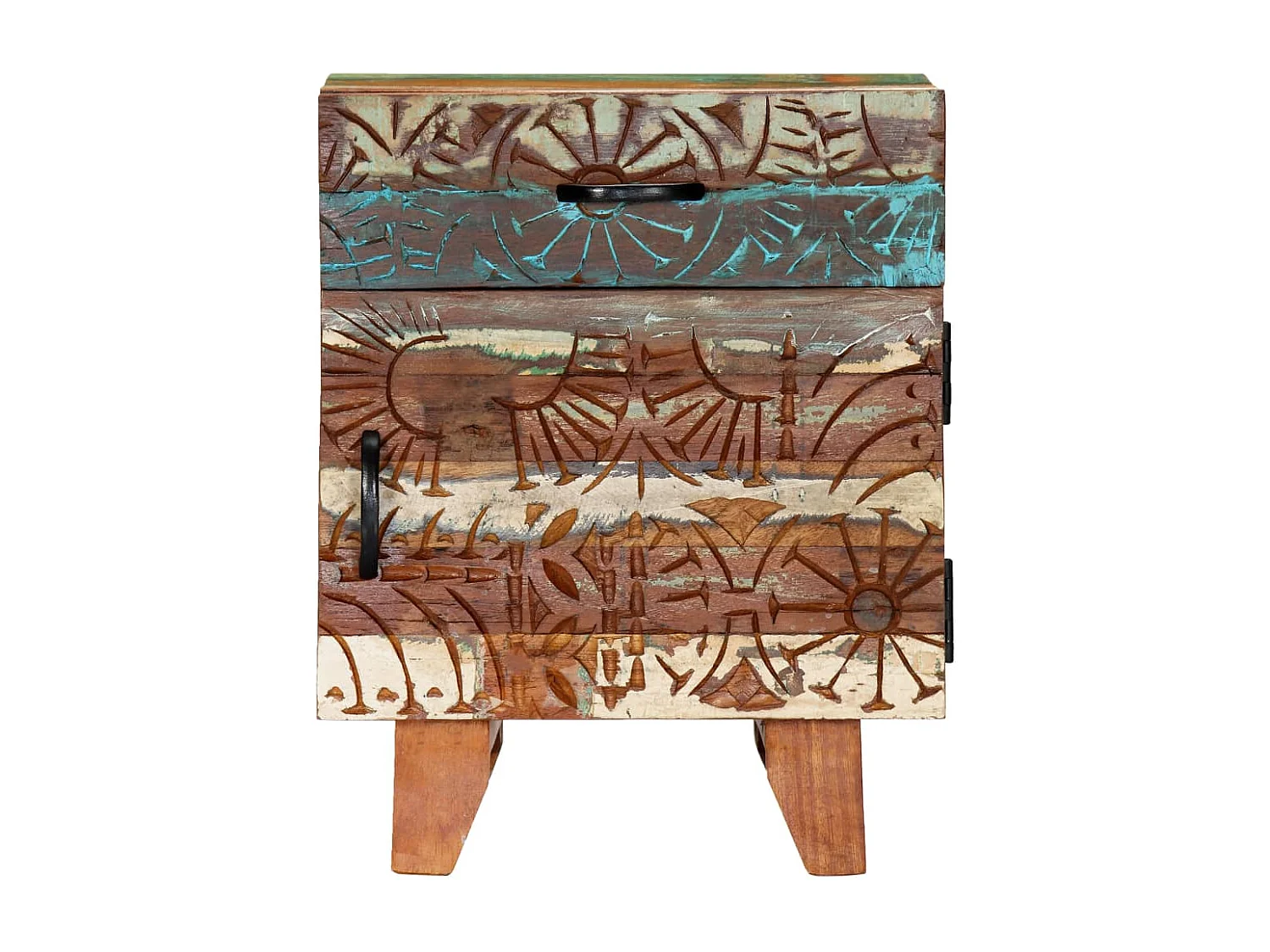 Garden Furniture -  Table de chevet sculptée à la main 40x30x50cm Bois récupération