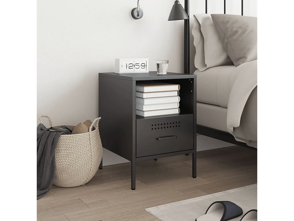 Sundby  Nachttisch Schwarz 36x39x50,5 cm Stahl