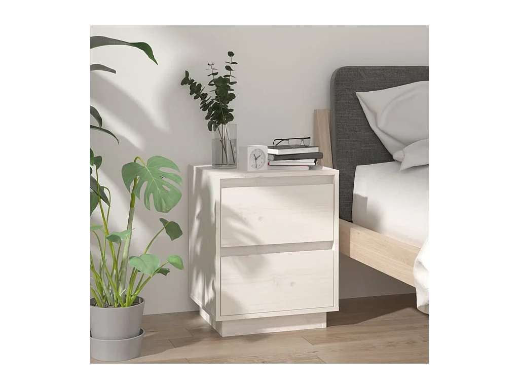 Maverick  Tables de chevet 2 pcs Blanc 40x35x50 cm Bois de pin solide