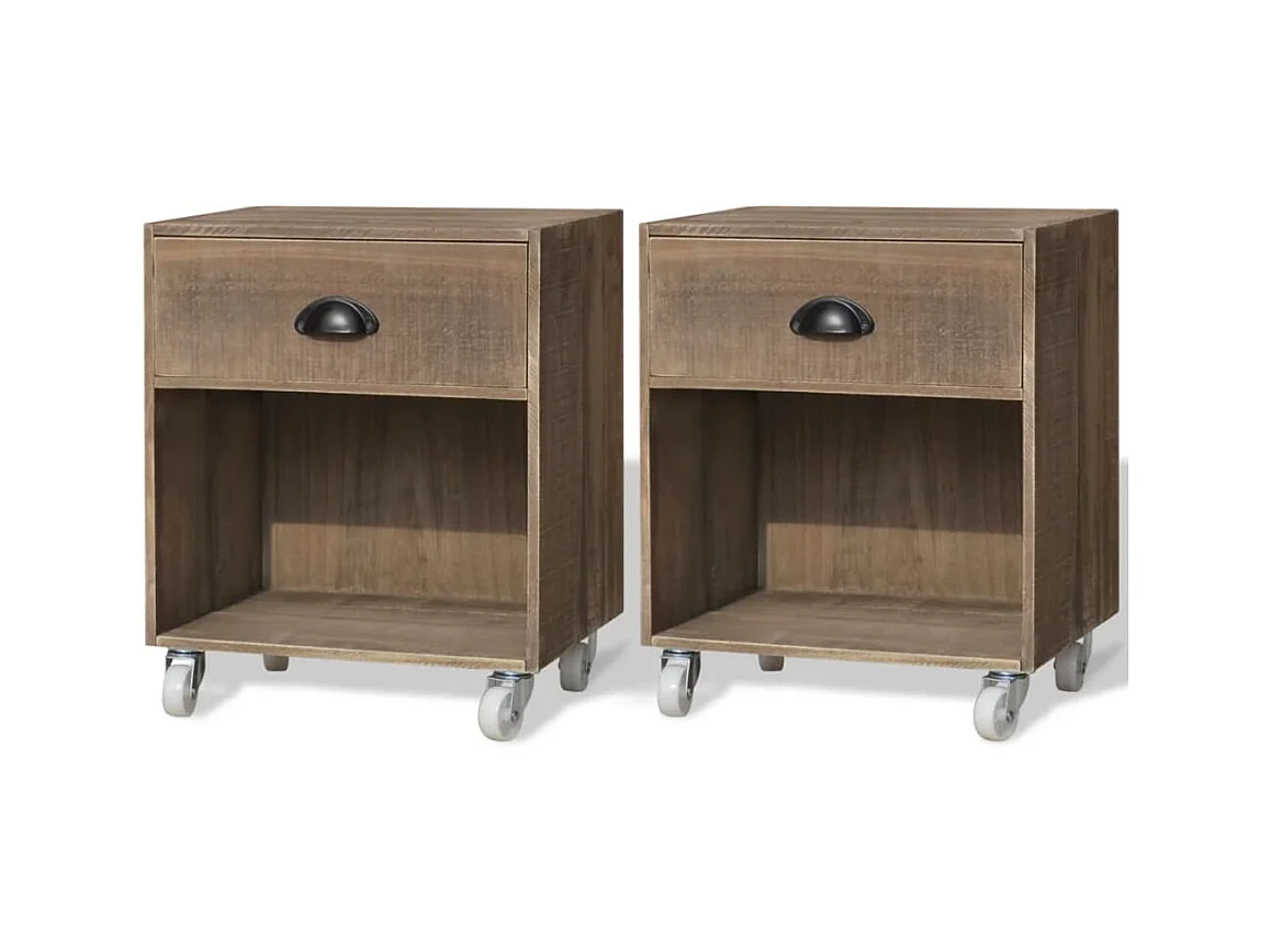 Louis-René-Francis  Tables de chevet 2 pcs marron bois massif