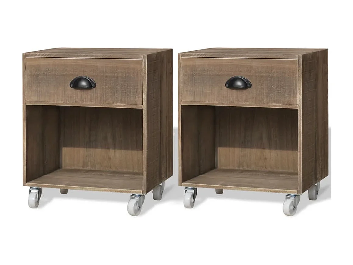 Louis-René-Francis  Tables de chevet 2 pcs marron bois massif