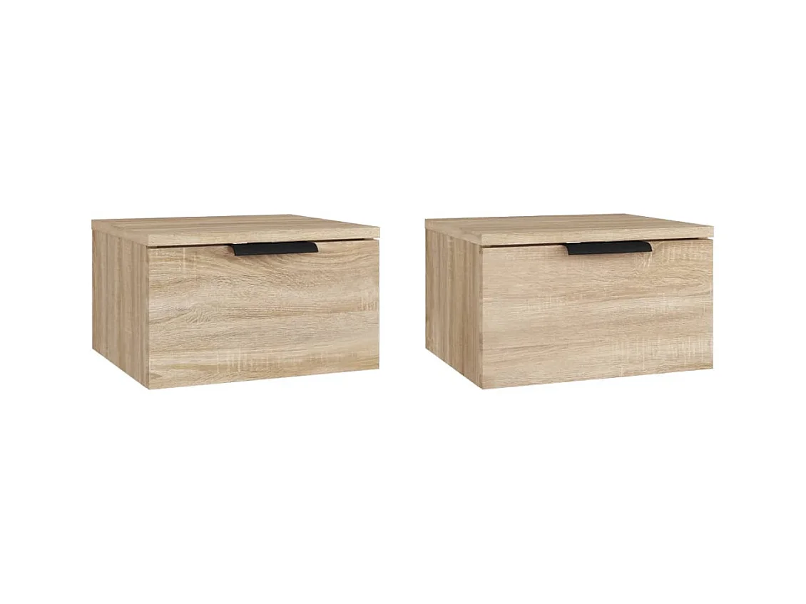 Steve James  Tables de chevet murales 2 pcs Chêne sonoma 34x30x20 cm