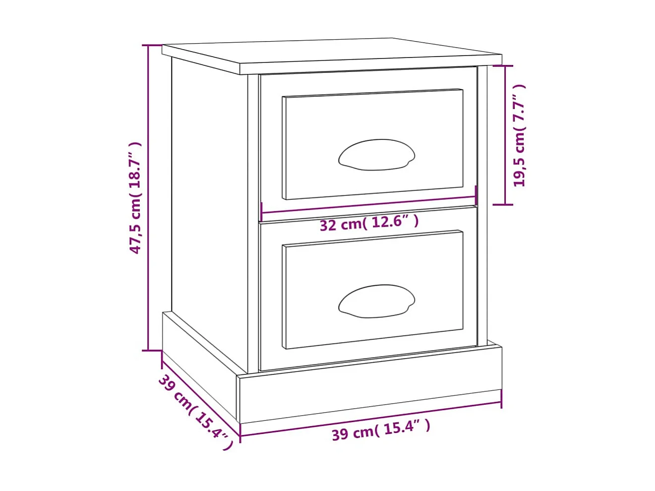 Arras  Table de chevet blanc 39x39x47,5 cm bois d’ingénierie