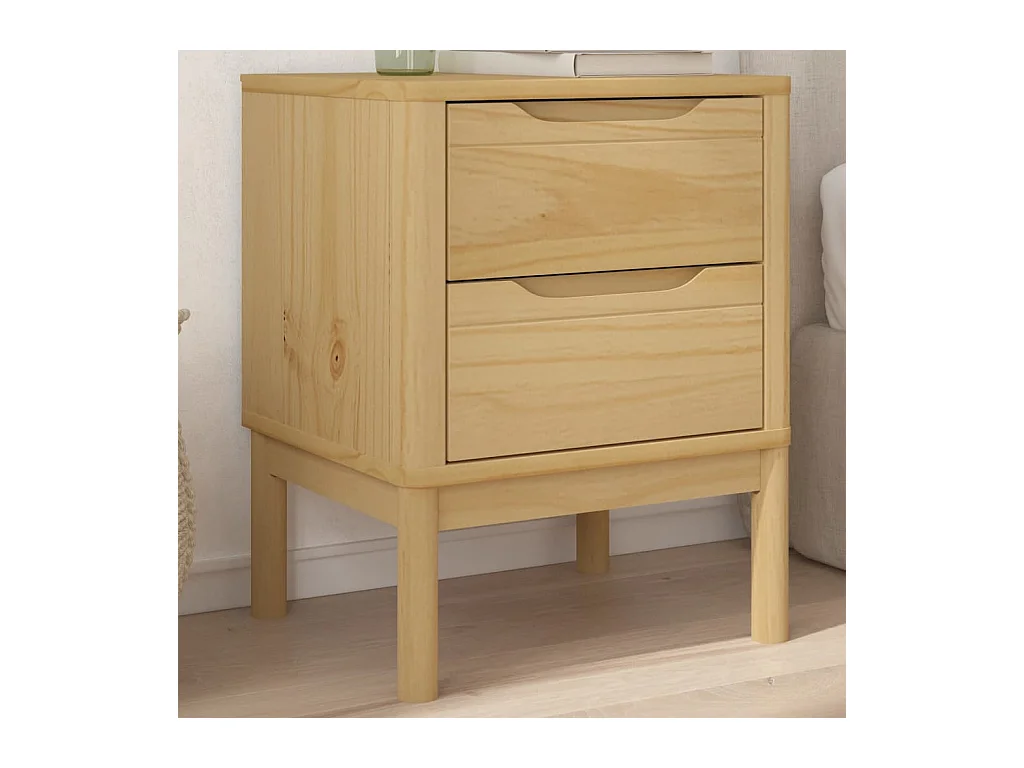 Skenda  Table de chevet FLORO cire marron 45x39x57cm bois de pin massif