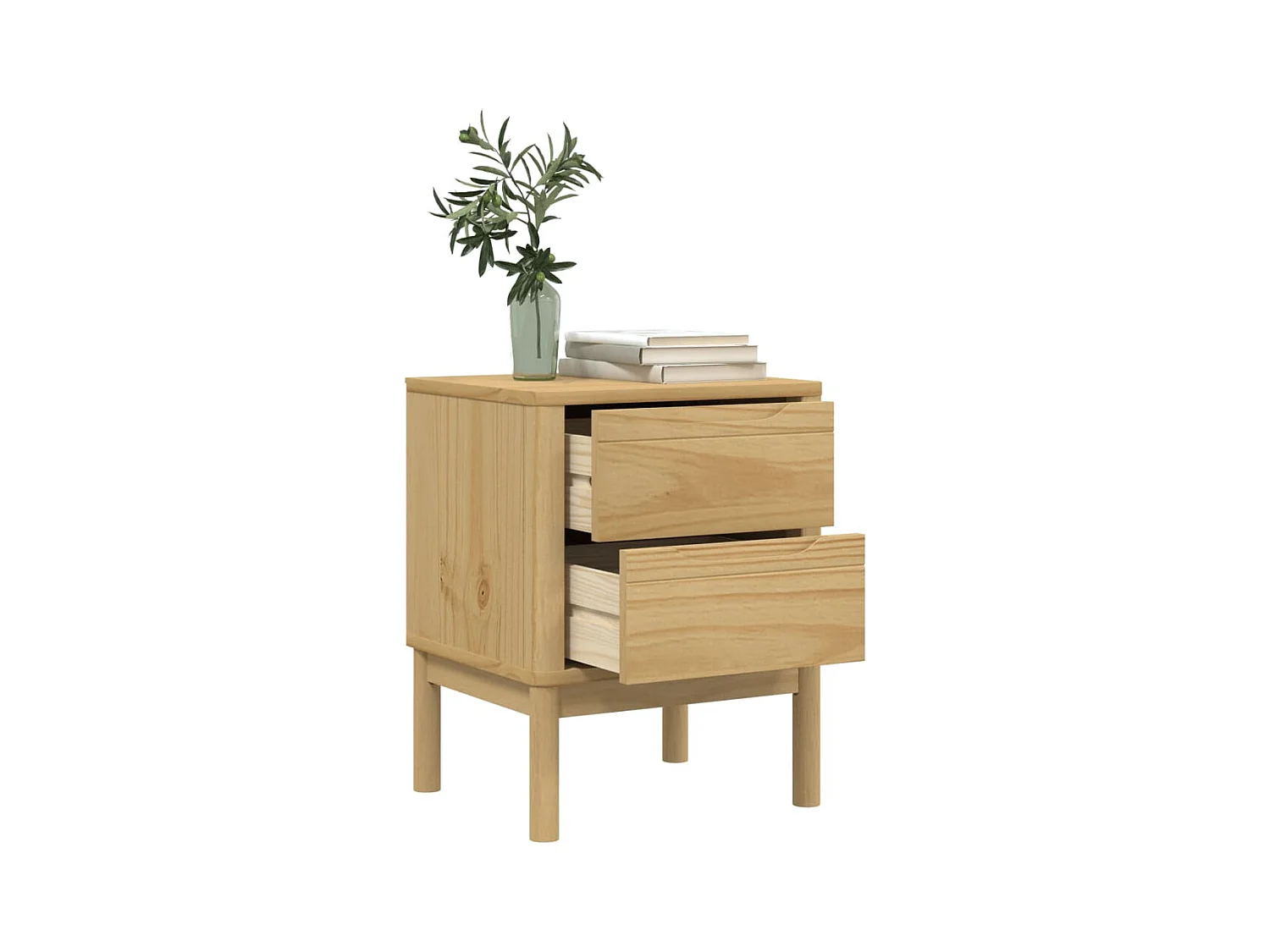 Skenda  Table de chevet FLORO cire marron 45x39x57cm bois de pin massif