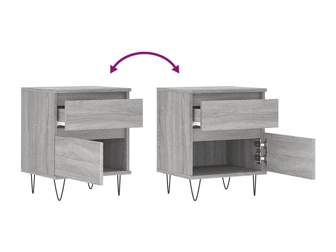 Ineke  Tables de chevet 2 pcs sonoma gris 40x35x50 cm bois ingénierie