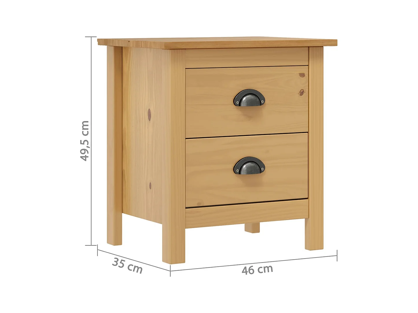 Jonathan  Table de chevet ll 46x35x49,5 cm Bois de pin solide