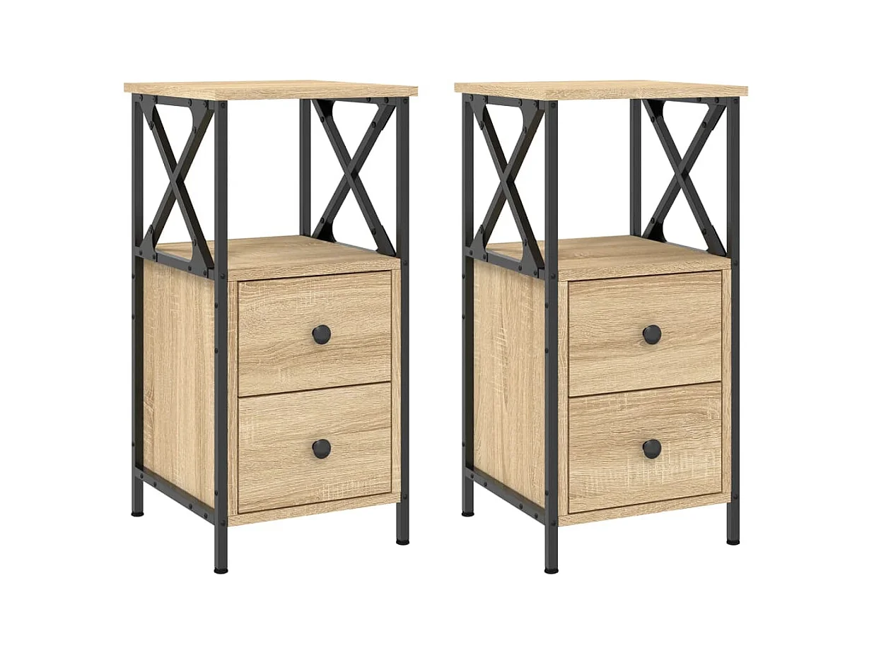 Quinn Hope  Tables de chevet 2pcs chêne sonoma 34x35,5x70cm bois ingénierie