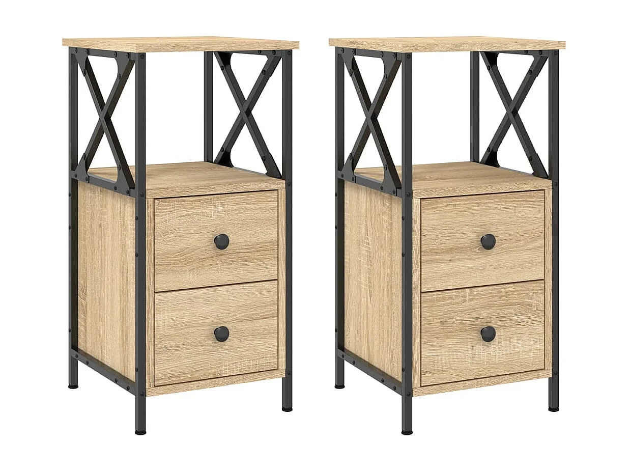 Quinn Hope  Comodini 2 pz Rovere Sonoma 34x35,5x70 cm in Legno Multistrato