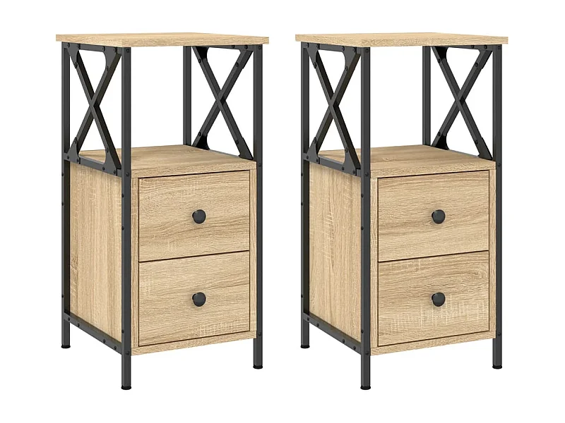 Quinn Hope  Nachttische 2 Stk. Sonoma-Eiche 34x35,5x70 cm Holzwerkstoff