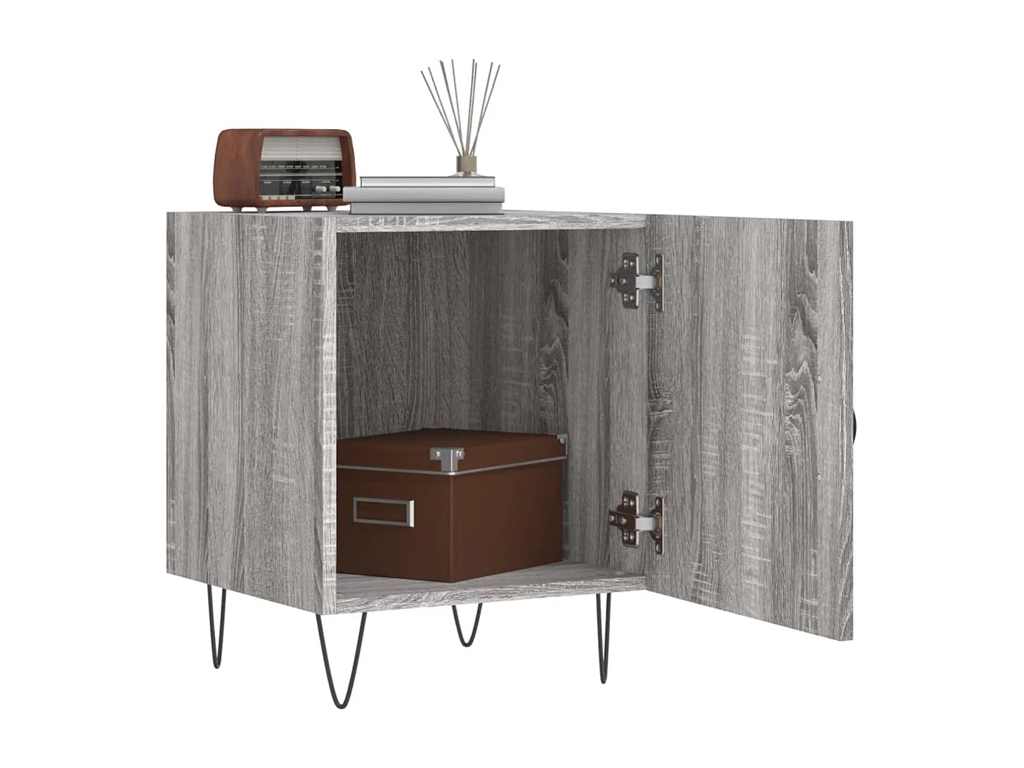 Corning  Table de chevet sonoma gris 40x40x50 cm bois d'ingénierie